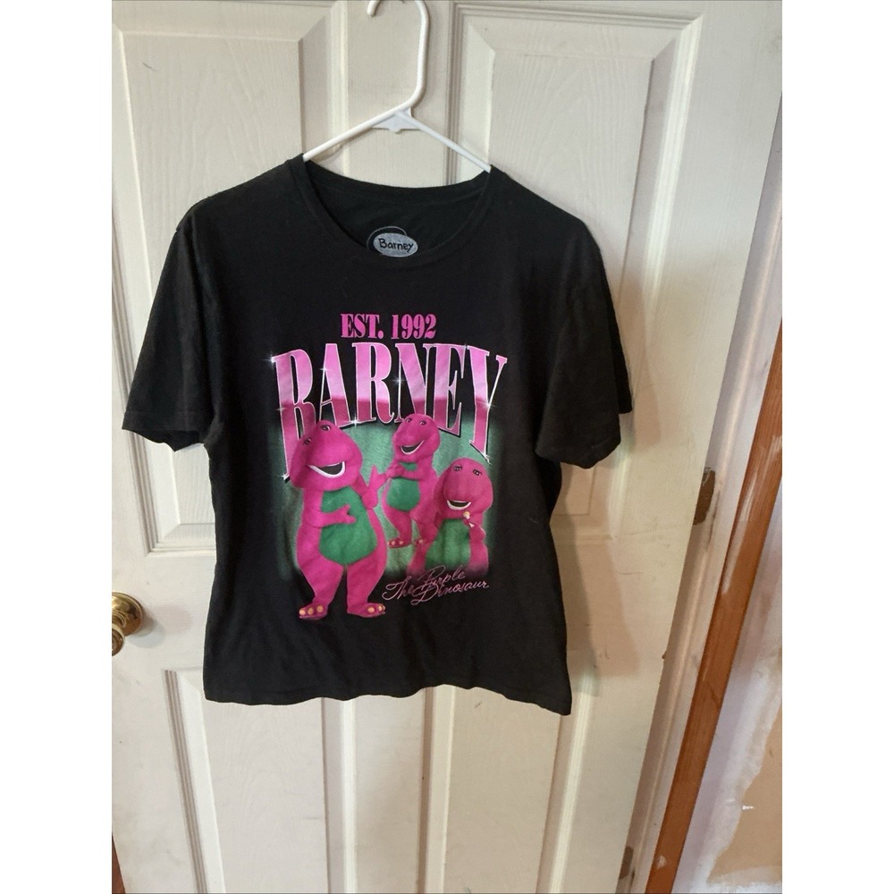 Barney The Purple Dinosaur Est 1992 Graphic T-Shirt Black Hybrid Apparel. Medium